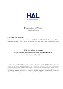 Pragmatics of Taste - Hal-SHS