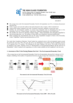 1. Awareness of the Crisis Facing Human Survival