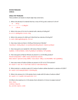 REVIEW PROBLEMS CHM131 SINGLE STEP PROBLEMS These