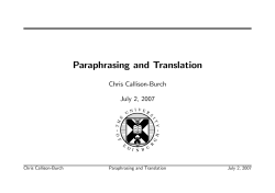 Paraphrasing and Translation