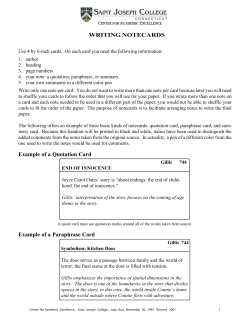 Example of a Quotation Card Example of a Paraphrase Card