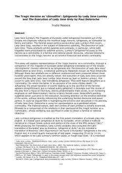 Iphigeneia by Lady Jane Lumley and The Execution of Lady Jane