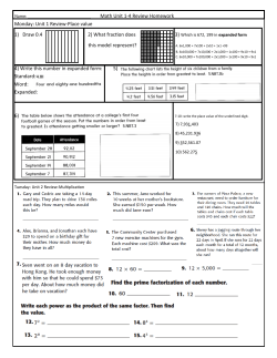 Monday: Unit 1 Review-Place value 1) Draw 0.4 2) What fraction