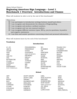 Level 1 Benchmark - American Fork High School ASL
