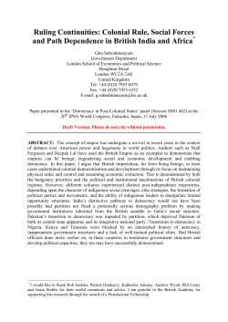Ruling Continuities: Colonial Rule, Social Forces and Path
