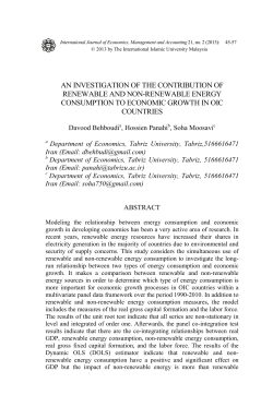 AN INVESTIGATION OF THE CONTRIBUTION OF RENEWABLE