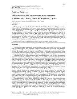 ORIGINAL ARTICLES Effect of Protein Type on the Physical