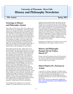 History and Philosophy Newsletter - University of Wisconsin