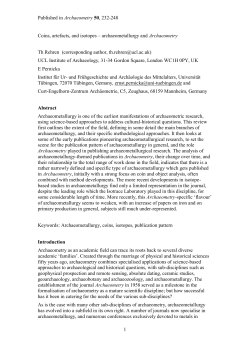 Coins, artefacts, and isotopes – archaeometallurgy and Archaeometry
