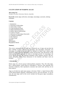 Cultivation of Marine Algae