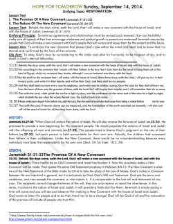 HOPE FOR TOMORROW Sunday, September 14, 2014