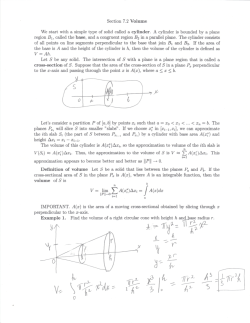 Section 7.2 Volume We start with a simple type of solid called a