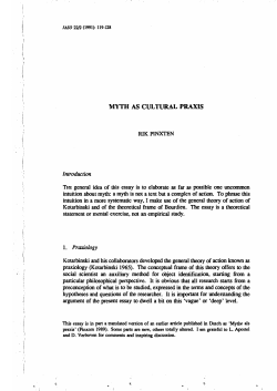 MYTH AS CULTURAL PRAXIS