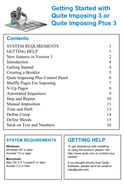 Quite Imposing/Plus 3 Getting Started