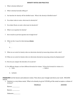 DENSITY NOTES AND PRACTICE PROBLEMS List the known and