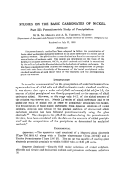 STUDIES ON THE BASlC CARBONATES OF NICKEL