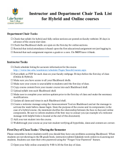 Instructor and Department Chair Task List for Hybrid and Online