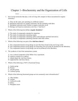 Chapter 1--Biochemistry and the Organization of Cells