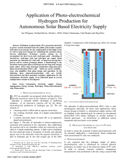 Application of Photo-electrochemical Hydrogen Production for