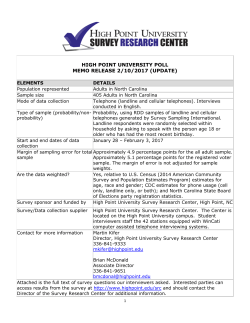 HIGH POINT UNIVERSITY POLL MEMO RELEASE 2/10/2017