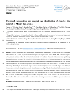 Chemical composition and droplet size distribution of cloud at the