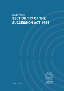 Issues Paper on Section 117 of the Succession Act 1965
