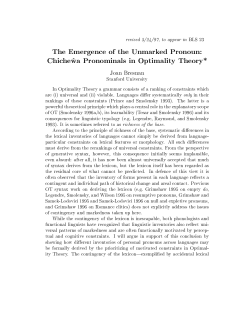 The Emergence of the Unmarked Pronoun:Chichewa Pronominals