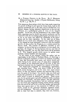 38 MEISSNER ON A FUNGOID GROWTH IN THE NAILS. Abstracted