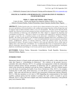 POLITICAL PARTIES AND DEMOCRATIC CONSOLIDATION IN