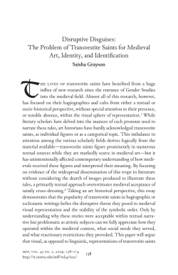 Disruptive Disguises: The Problem of Transvestite Saints for