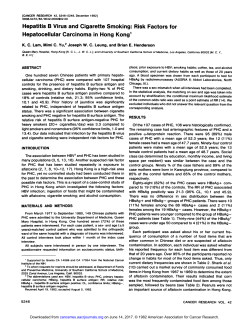 Hepatitis B Virus and Cigarette Smoking: Risk Factors for