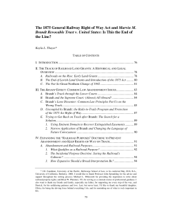 The 1875 General Railway Right of Way Act and Marvin M. Brandt