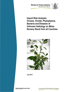 Import Risk Analysis: Viruses, Viroids, Phytoplasma, Bacteria