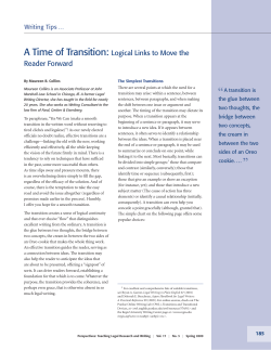 A Time of Transition: Logical Links to Move the