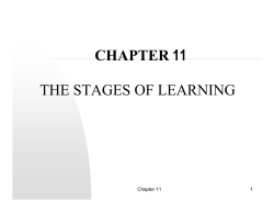 CHAPTER 11 THE STAGES OF LEARNING