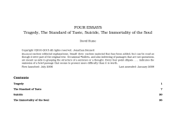 FOUR ESSAYS Tragedy, The Standard of Taste, Suicide, The