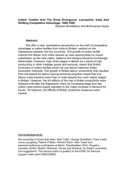 Cotton Textiles And The Great Divergence: Lancashire, India