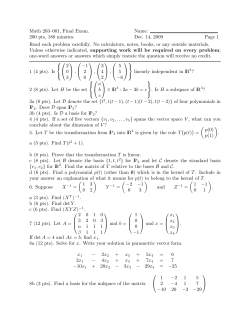 Math 203&ndash;001, Final Exam. 200 pts, 180 minutes Name: Dec. 14