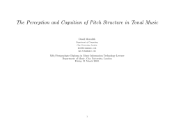 The Perception and Cognition of Pitch Structure in Tonal Music