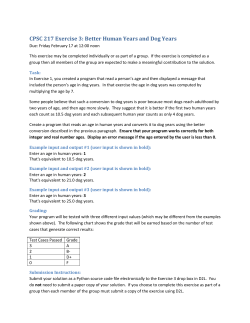 CPSC 217 Exercise 3: Better Human Years and Dog Years