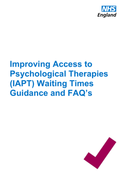 (IAPT) Waiting Times Guidance and FAQ`s