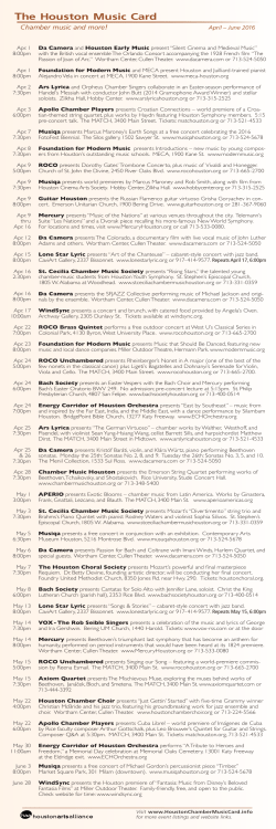 The Houston Music Card - Houston Chamber Music Card