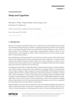 Sleep and Cognition - University of Warwick