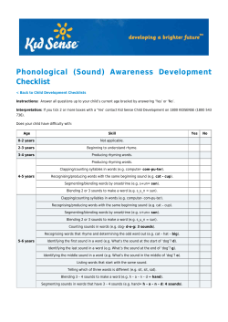 Phonological (Sound) Awareness Development Checklist