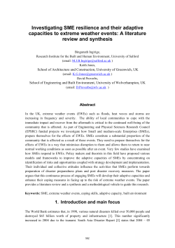 Investigating SME resilience and their adaptive