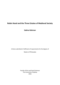 Robin Hood and the Three Estates of Medieval Society Sabina