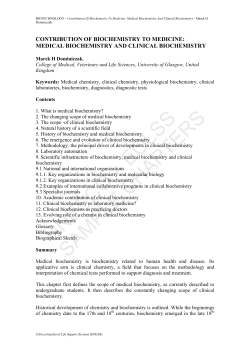 Contribution Of Biochemistry To Medicine: Medical
