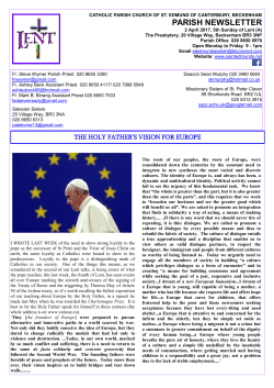 parish newsletter - St Edmund`s RC Church, Beckenham