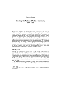 Debating the Nature of Voltaic Electricity, 1800-1850