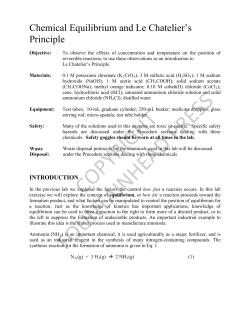 Chemical Equilibrium and Le Chatelier`s Principle